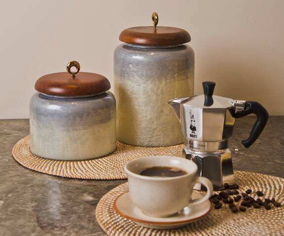 Buy Elm & Oak Bicolored Glass Canisters (Set of 2) Online Aza Fashions