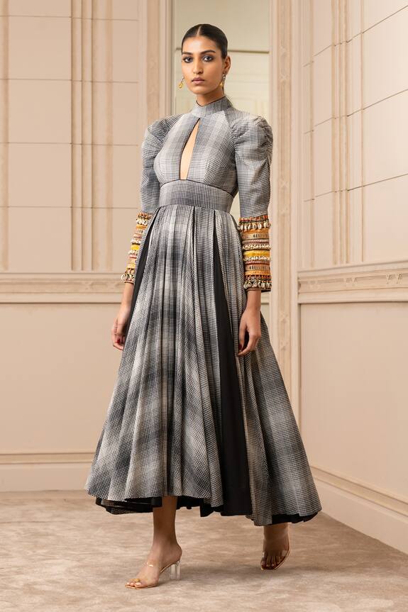 Tarun Tahiliani Grey Handloom Anarkali Dress 1