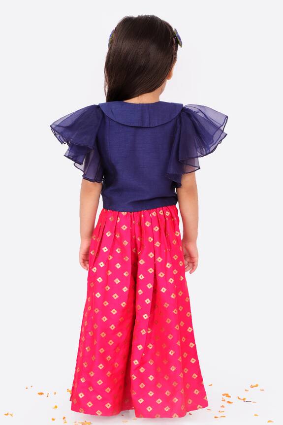 Free Sparrow Pink Butterfly Sleeves Top And Palazzo Set For Girls 2