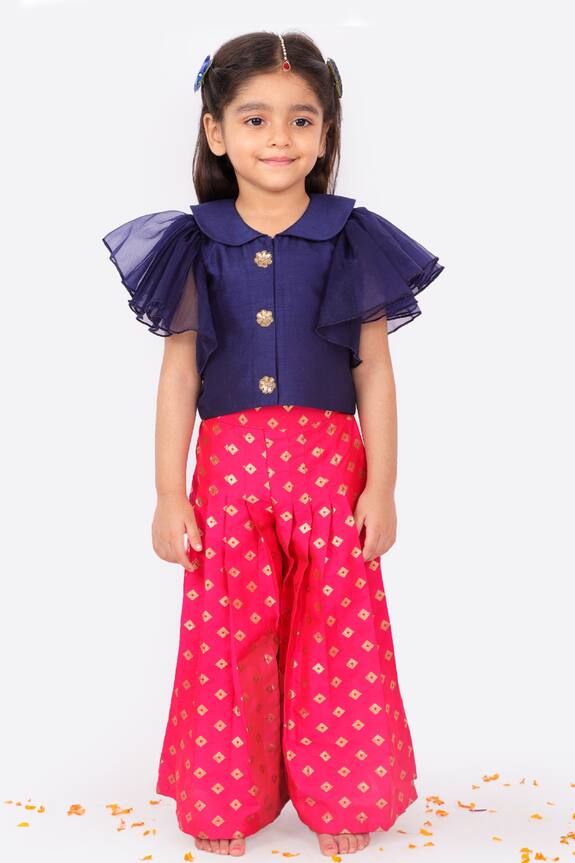Free Sparrow Pink Butterfly Sleeves Top And Palazzo Set For Girls 4