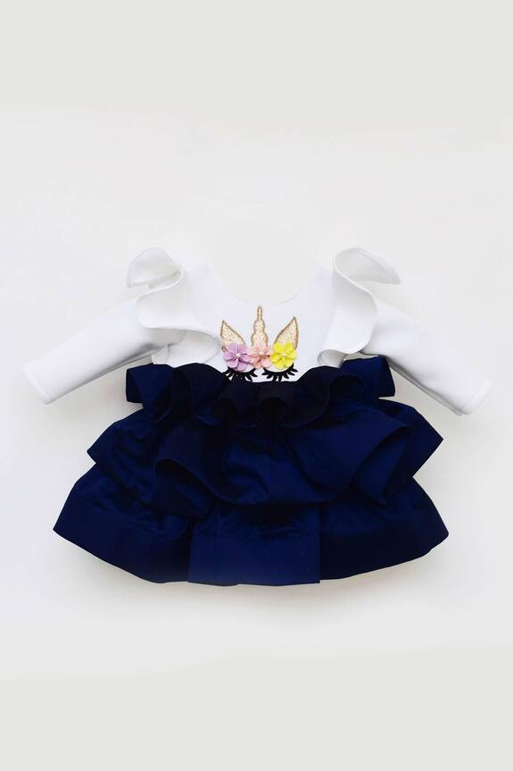 Fayon Kids Blue Ruffle Dress For Girls 0