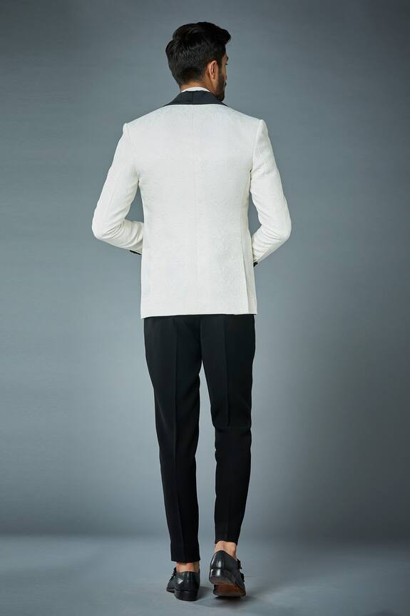 Buy Gargee Designers White Embossed Tuxedo And Pant Set Online Aza