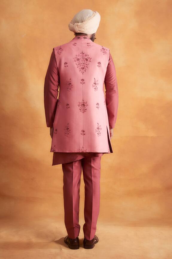 Gargee Designers Pink Cotton Silk Embroidered Bundi And Kurta Set 2