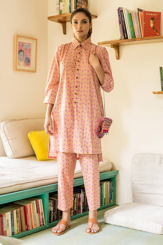 Gulabo Jaipur Pink Cotton Printed Tunic And Pant Set 1