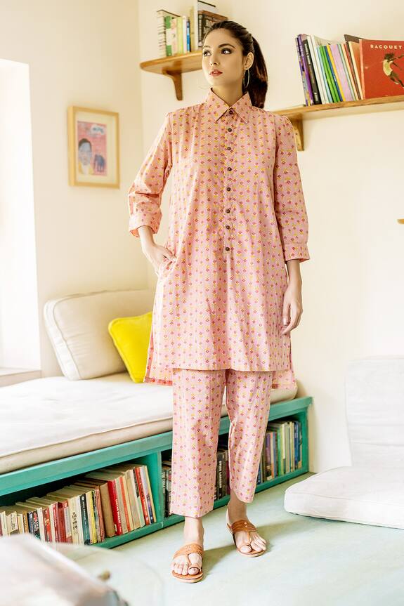 Gulabo Jaipur Pink Cotton Printed Tunic And Pant Set 3