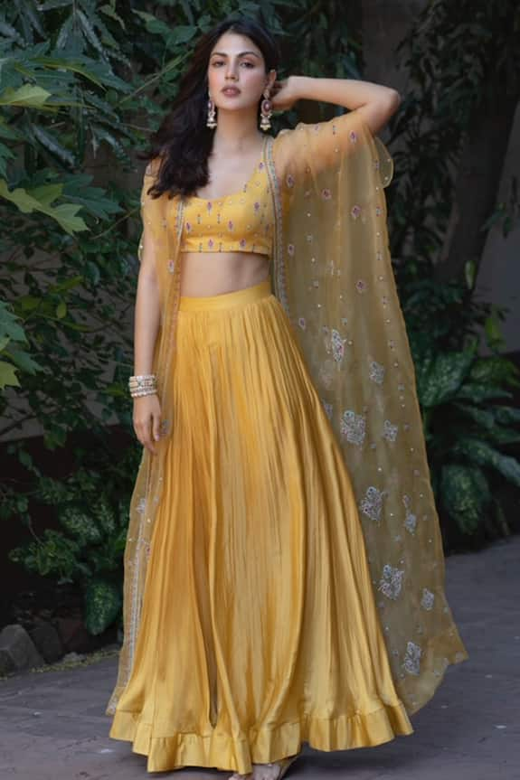 yellow lehenga with jacket