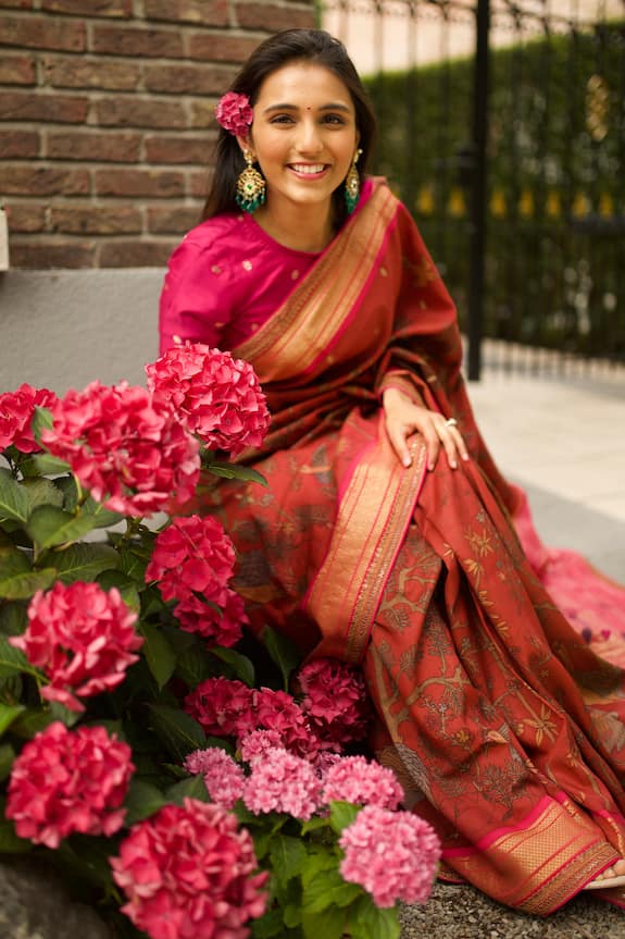 Archana Jaju Maroon Paithani Silk Saree With Blouse 5