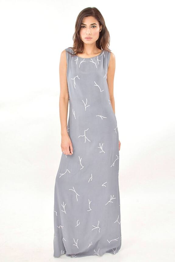 Buy Jasmine Bains Grey Bead Embroidered Dress Online Aza Fashions