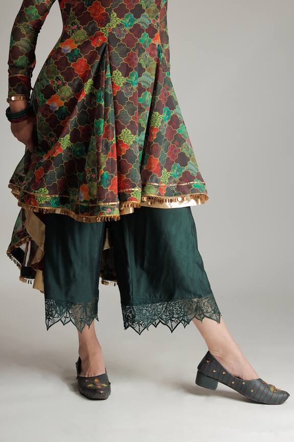 Jubinav Chadha Multi Color Silk Staple Dhriti Kalidar Kurti And Pant Set 3