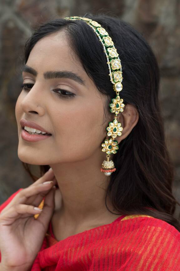 Just Shradha's Kundan Headband Jhumka Earrings 1