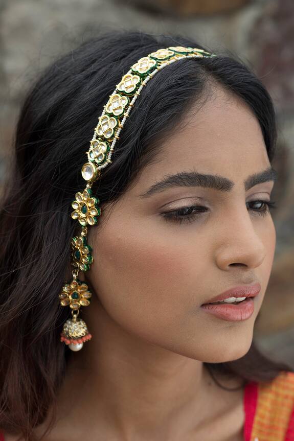 Just Shradha's Kundan Headband Jhumka Earrings 2