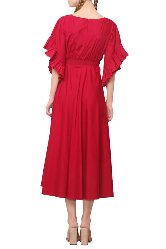Manika Nanda Red Cotton Midi Dress 2