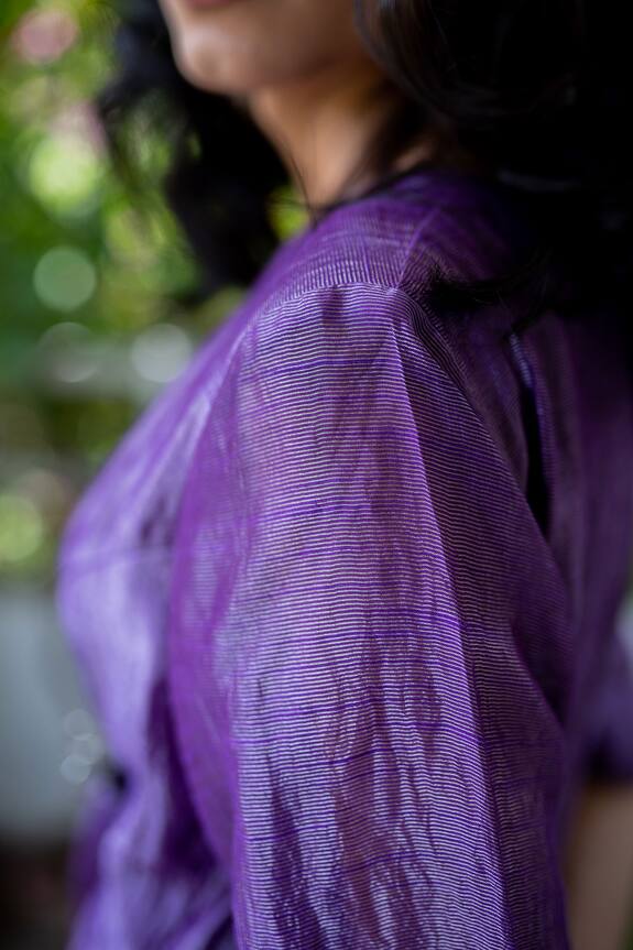 Juanita by Shubhda Purple Handwoven Banarasi Dress 6