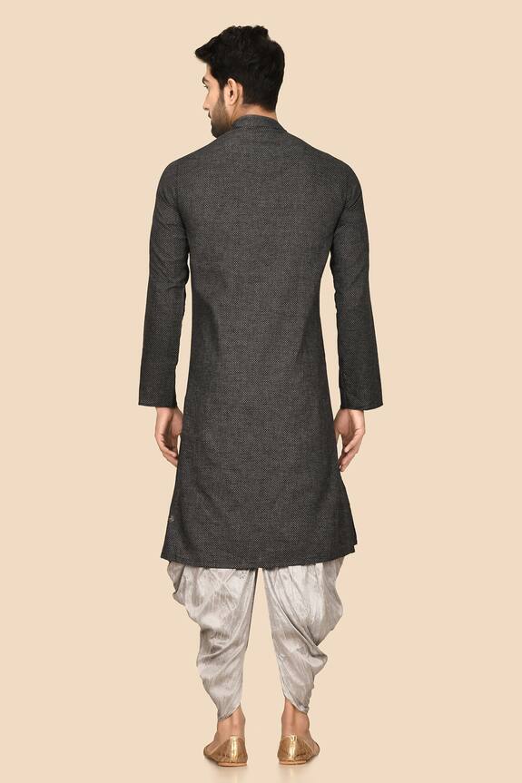 Aryavir Malhotra Grey Cotton Blend Straight Kurta And Dhoti Pant Set 2