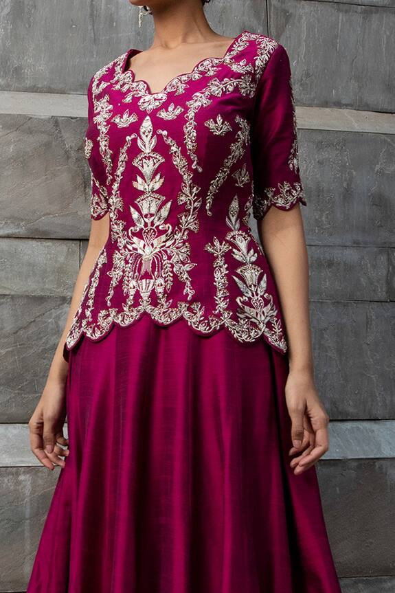 Kaaisha by Shalini Purple Silk Embroidered Lehenga And Top Set 3