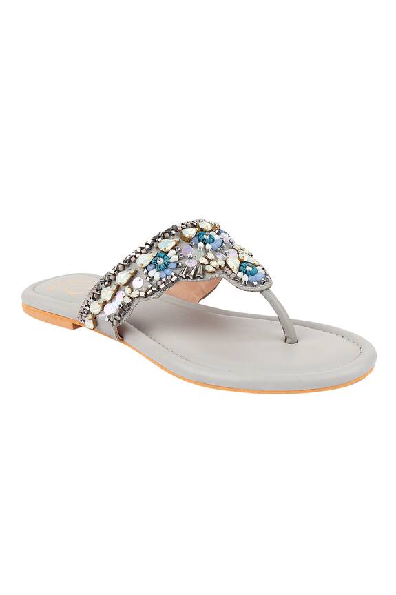 Kaltheos Grey Upper Material Julian Crystal Embellished Sandals 6