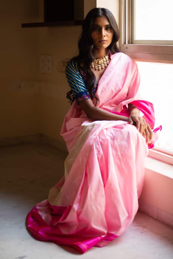 Priyanka Raajiv Pink Silk Brocade Banarasi Saree 3