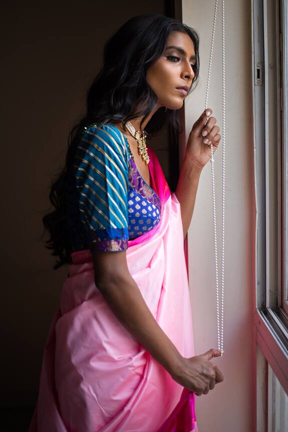 Priyanka Raajiv Pink Silk Brocade Banarasi Saree 5