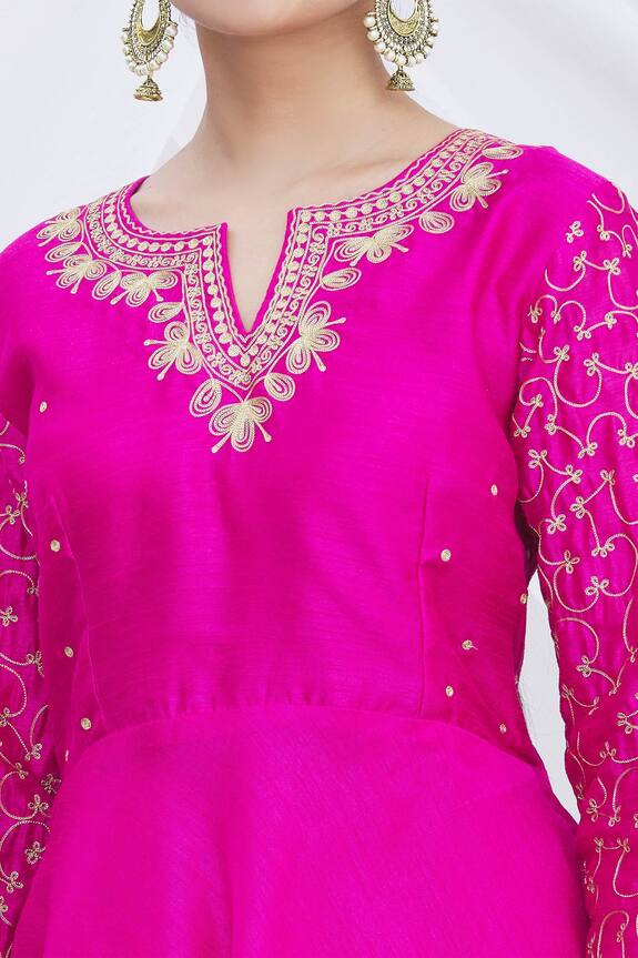 Arihant Rai Sinha Pink Cotton Silk Kurta And Skirt Set 6