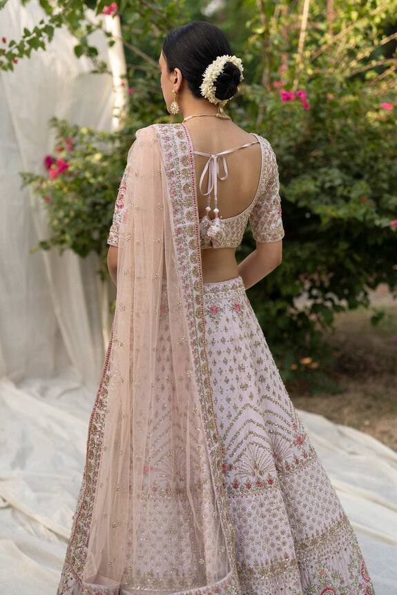 Angad Singh Pink Raw Silk Embroidered Lehenga Set 2