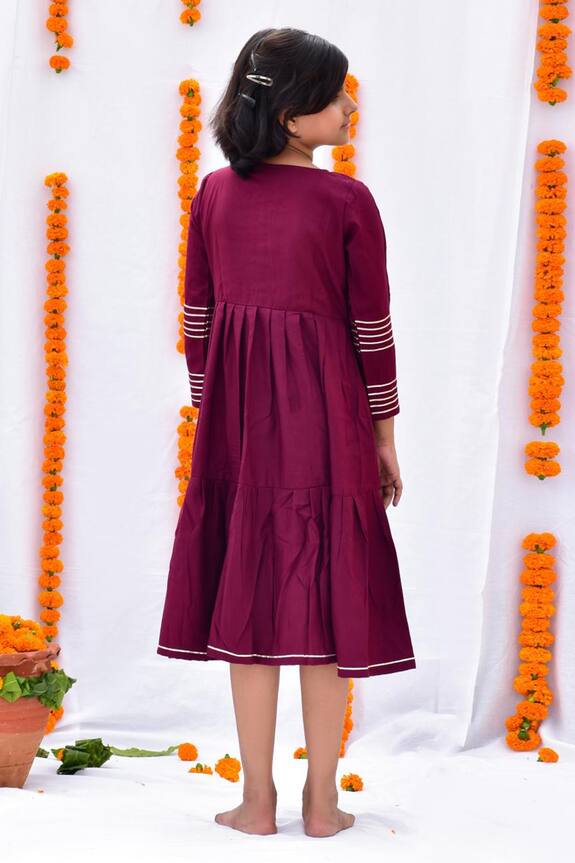 Kalp Purple Gota Patti Embroidered Dress For Girls 2