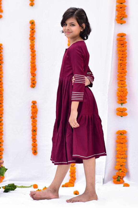 Kalp Purple Gota Patti Embroidered Dress For Girls 3