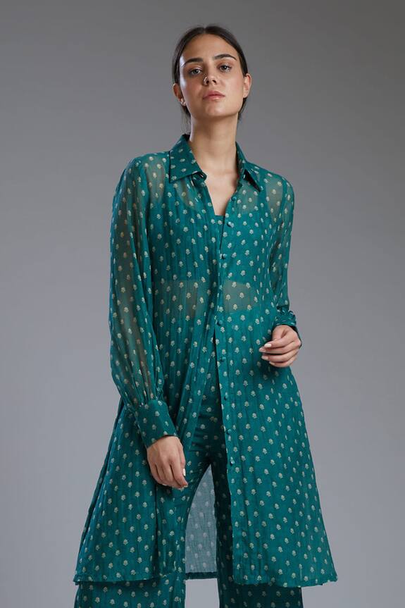 Buy_KoAi_Green Chanderi Silk Tunic_at_Aza_Fashions