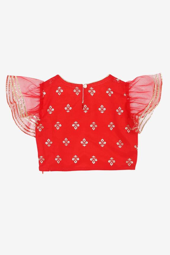 Saka Designs Red Printed Sharara Blouse Set For Girls 3