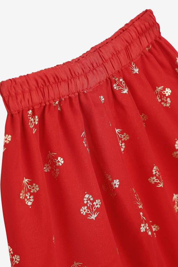 Saka Designs Red Printed Sharara Blouse Set For Girls 5