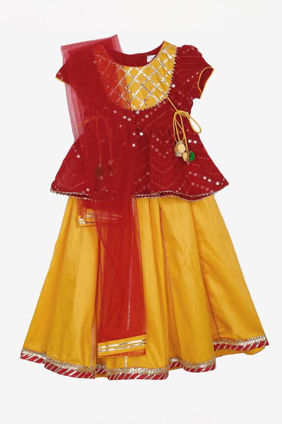 Buy Saka Designs Yellow Striped Lehenga Set For Girls Online | Aza Fashions