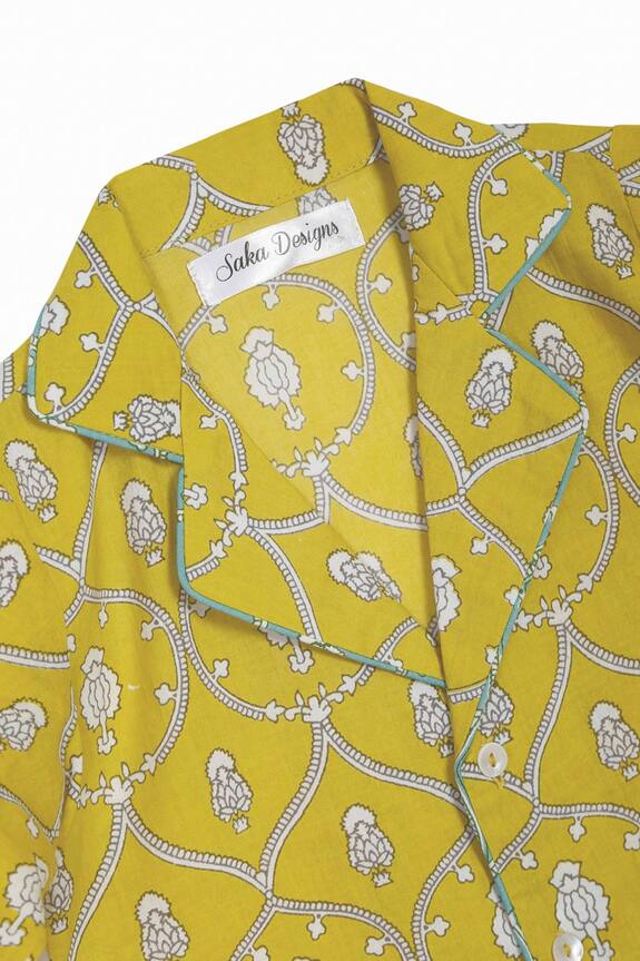 Saka Designs Yellow Printed Night Suit Set For Girls 6