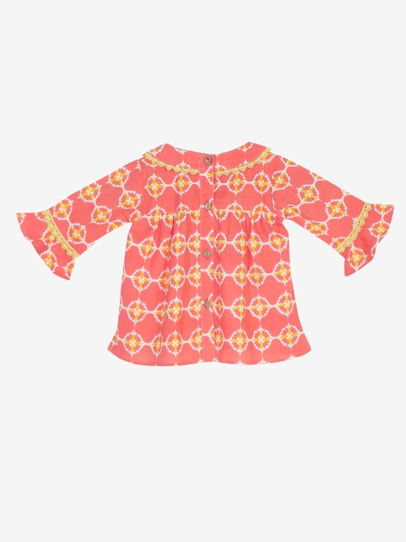 Saka Designs Peach Printed Night Suit Set For Girls 2