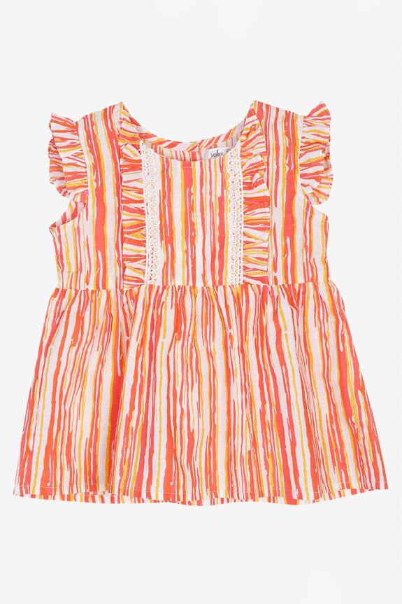 Saka Designs Peach Printed Night Suit Set For Girls 3