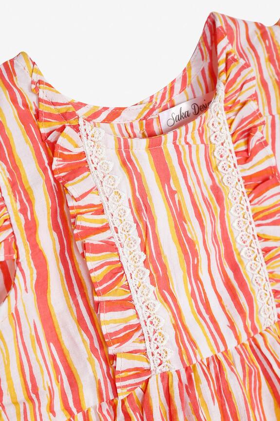 Saka Designs Peach Printed Night Suit Set For Girls 5
