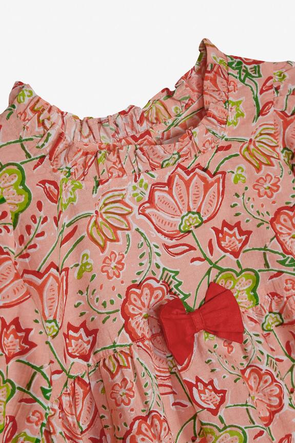 Saka Designs Peach Printed Night Suit Set For Girls 6