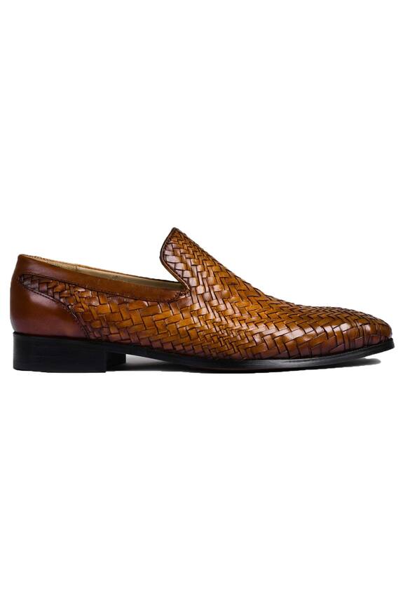 Buy Luxoro Formello Brown Upper Larenzo Weaved Leather Loafers Online ...