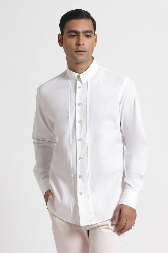 Buy Genes Lecoanet Hemant White Cotton Poplin Shirt Online | Aza Fashions