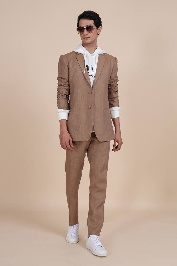 Raghavendra Rathore Blue Brown Linen Suit 1