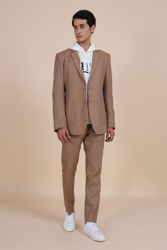 Raghavendra Rathore Blue Brown Linen Suit 4