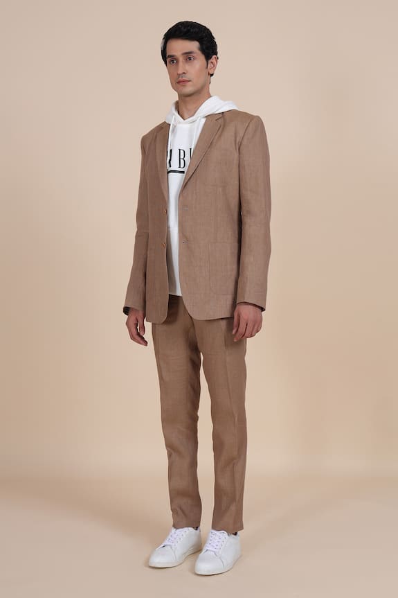 Raghavendra Rathore Blue Brown Linen Suit 5