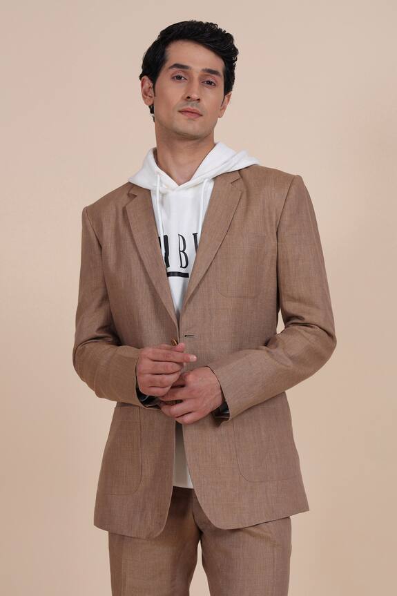 Raghavendra Rathore Blue Brown Linen Suit 6