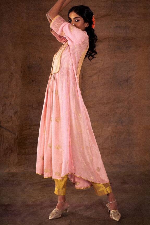 Latha Puttanna Pink Georgette Woven Slit Tunic 3