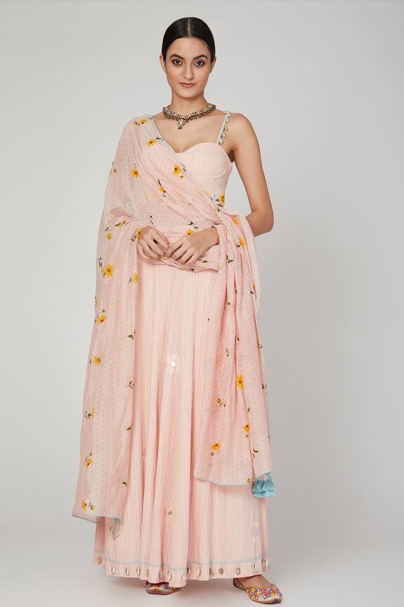 Buy_The Right Cut_Pink Malkha Embroidered Lehenga Set_at_Aza_Fashions