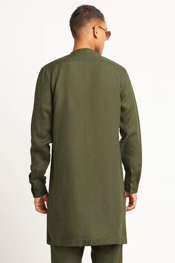 Buy Son of A Noble Snob Green Chola Linen Kurta Set Online | Aza Fashions