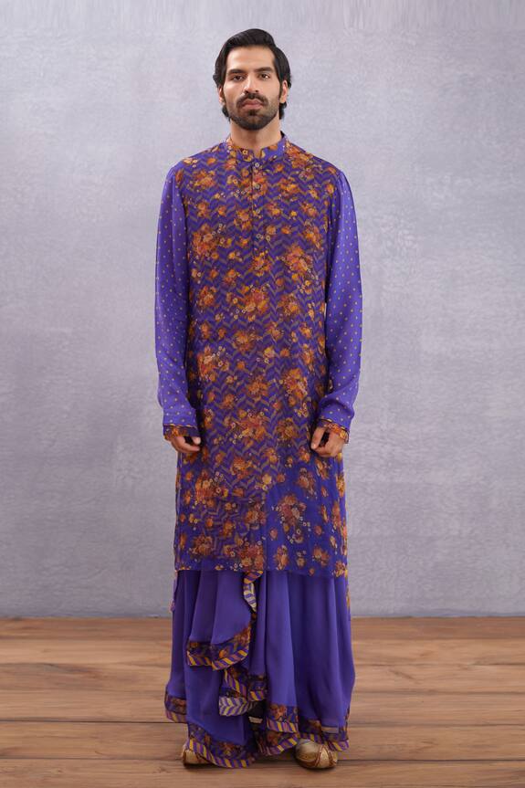 Buy Torani Purple Handwoven Chanderi Jamuni Rafik Kurta And Dhoti Pant