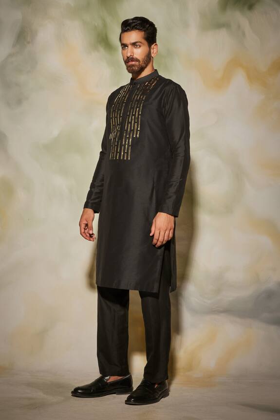 Buy Diyarajvvir Black Cotton Silk Striped Kurta Online Aza Fashions 9738