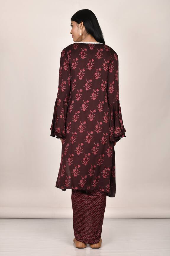 Khwaab by Sanjana Lakhani Black Satin Geometric Print Dress Jacket Set 2
