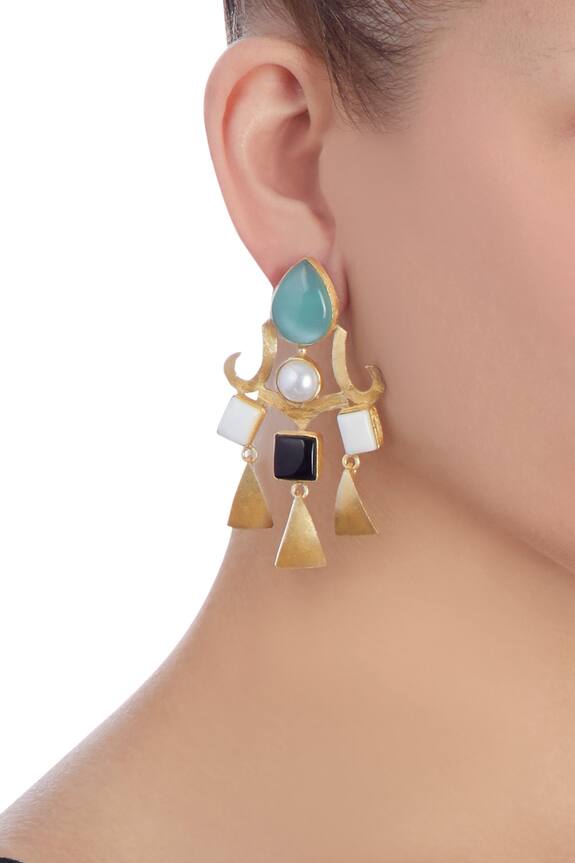 Masaya Jewellery Blue And White Stone Earrings 2