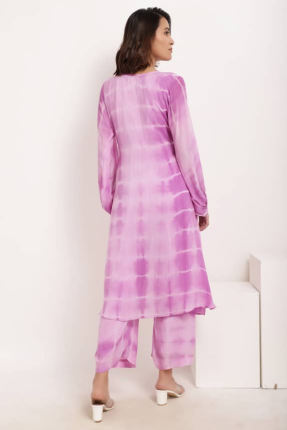Ranng by Vandna Purple Natural Crepe Tie Dye Tunic And Palazzo Set 2