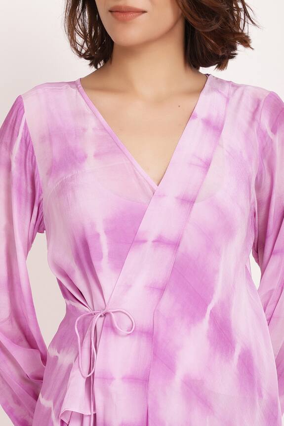 Ranng by Vandna Purple Natural Crepe Tie Dye Tunic And Palazzo Set 6